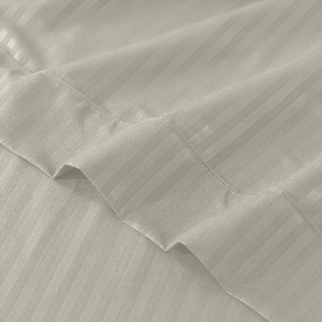 Lux Decor 4/3 Pieces Striped Bed Sheets Set - Hotel Luxury Sheets, Deep Pocket Up to 16 Inches, Extra Soft, Breathable Cooling Sheet & Pillowcases, Easy To Fit, Wrinkle Free, Fade & Stain Resistant Bedding Set