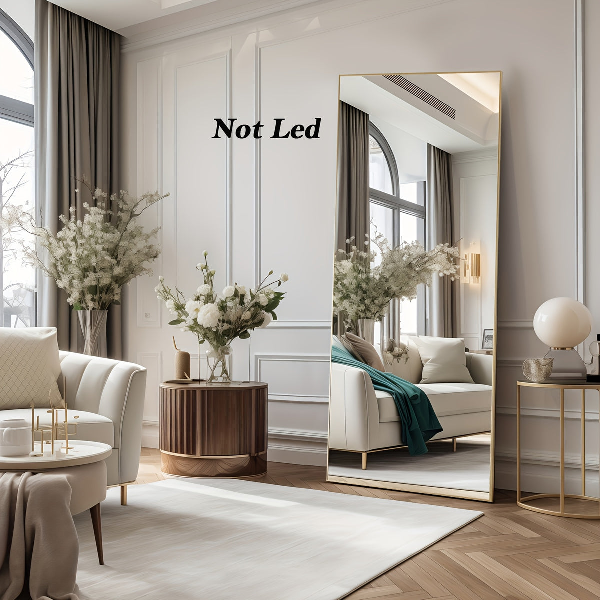 SMUG 64 X 21 Inch Mirror Full Length Standing Mirror with LED Lights, Lighted Floor Mirror with Stand, W/Dimming And 3 Color Lighting, Wall Mirror Full Length Aluminum Alloy Thin Frame