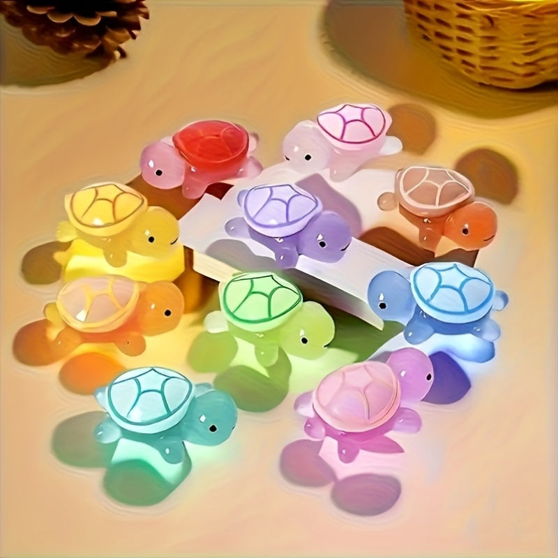 30 Glow-in-the-Dark Mini Resin Turtle Statues - No Electricity Needed, UV/Blacklight Activated Glow, for Marine Party Decorations, Garden, DIY Crafts, Beach Scavenger Hunt - Indoor/Outdoor Use - Perfect for Ocean-Themed Birthday, Aquarium, Classroom Displ