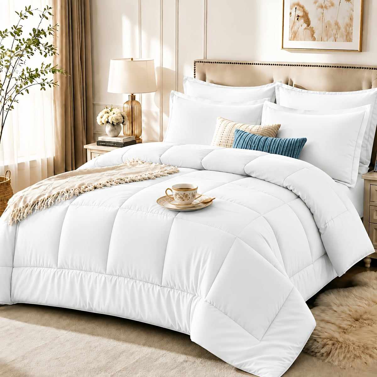 2/3pcs Summer Comforter-Double-Sided Tech Fabric, Large & Extra-Large Bed Bedding Sets, Lightweight Comforter-Soft Breathable For Hot Sleepers&Night Sweats-Elegant Bedroom For Couples & Solo Users, 1Comforter, 1/2Pillowcase, Random Color