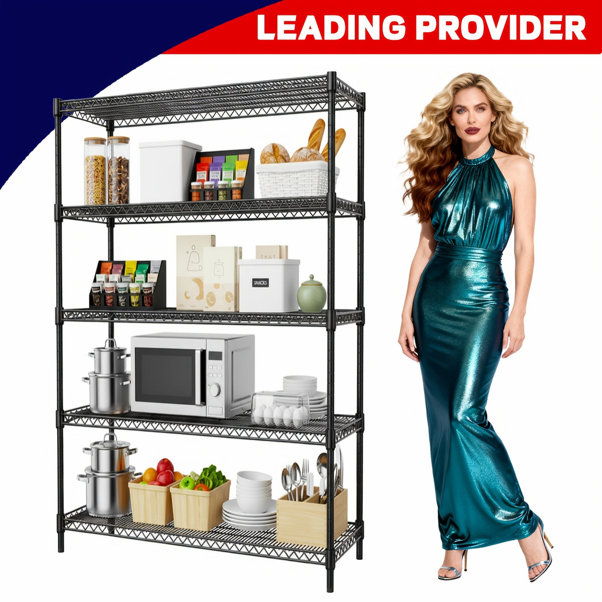 MZG 2000/1600/1000 Lbs 5/4/3 Tier Storage Shelving Steel Heavy Duty Multi-Tier Utility Shelving Unit Steel Organizer Wire Rack For Home, Kitchen, Office, Garage Standing Baker'S Racks, Room Decor Shoe Hat Organizer Bathroom Accessory Dresser Laundry