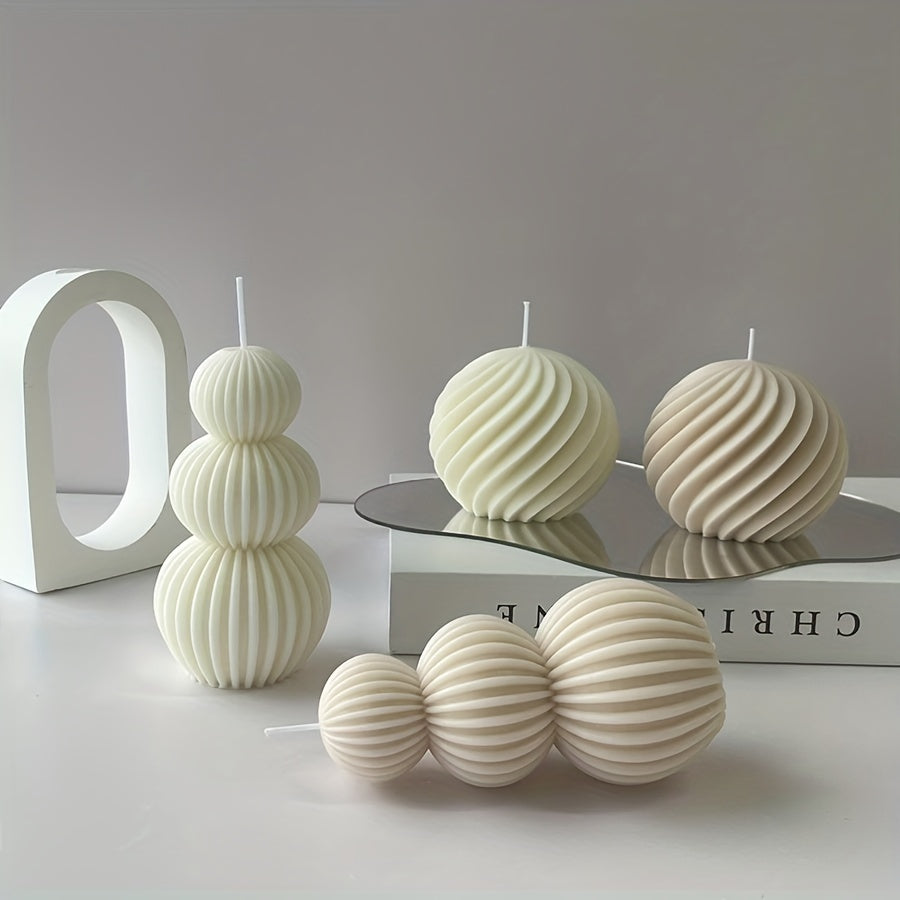 Scented Candle in a Romantic Wave Sphere - Featuring Sandalwood Fragrance, Stylish Geometric Design for Home Decoration, Ideal for Valentine'S Day And Other Special Events