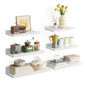 Floating Shelves in Six Sizes, 6-Piece Wall Mounted Ledge Set in Brown, White or Black for Bedroom Displays, Bathroom Storage and Living Room Decor