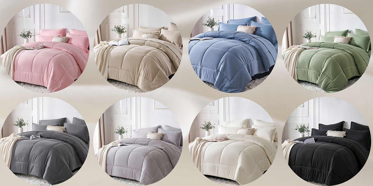 5/7pcs Luxurious Checkered Comforter Sets Queen-Breathable Comforter-Ultra-Soft Fluffy Fiber Filling, Warmth For All Seasons-Bed In A Bag With Comforter, Flat Sheet, Fitted Sheet, Pillowcases, And Pillowshams, Thick Comforter Set, Family Gift Set