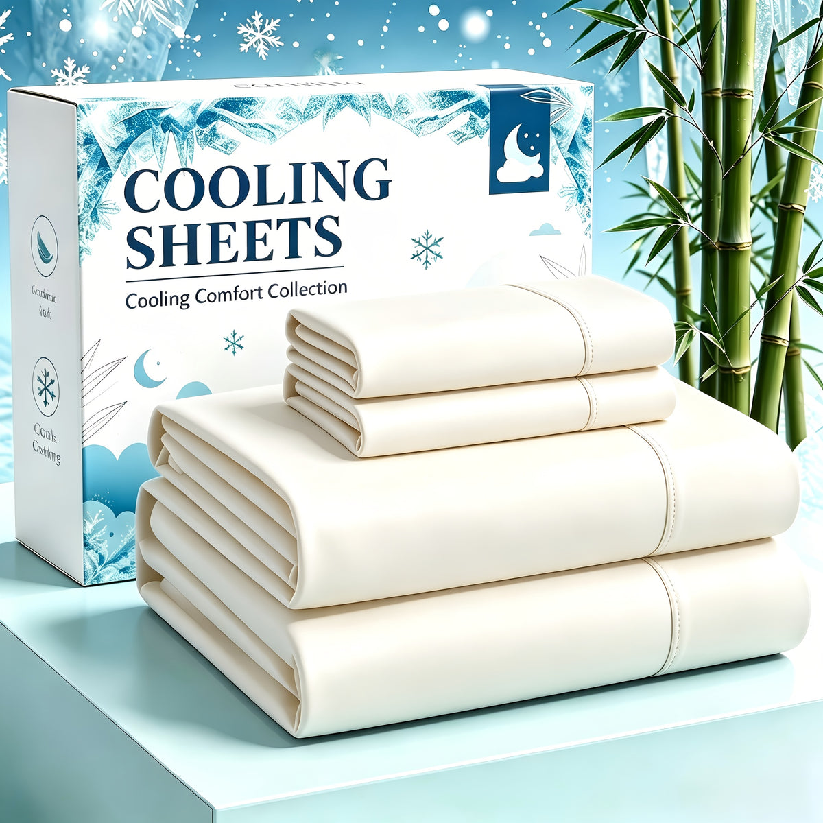 4-Piece Luxury Cooling Sheet Set - Breathable And Cooling Sheets - Hotel Luxury Sheet Set - Easy to Install And Secure - Soft, Wrinkle-Resistant Comfortable Sheets - Extra Deep Pocket Sheet Set - 4-Piece Set, Color Random