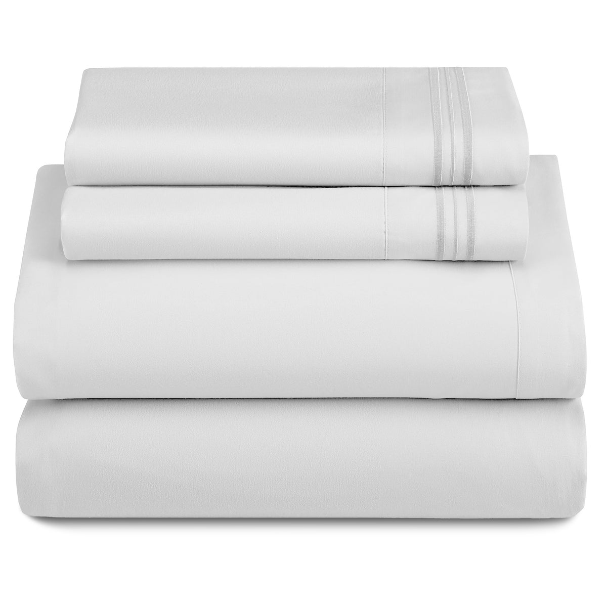 Lux Decor 4 Pieces Solid Bedsheets - 1800 Series Stylish Comfy Bedding Sheet Set - Hotel Luxury Skin Friendly Cooling Sheets & Embroidered Pillowcases Without Filler - Classic Collection With 16 Inches Deep Pocket Room decor - Shrinkage & Fade Resistant