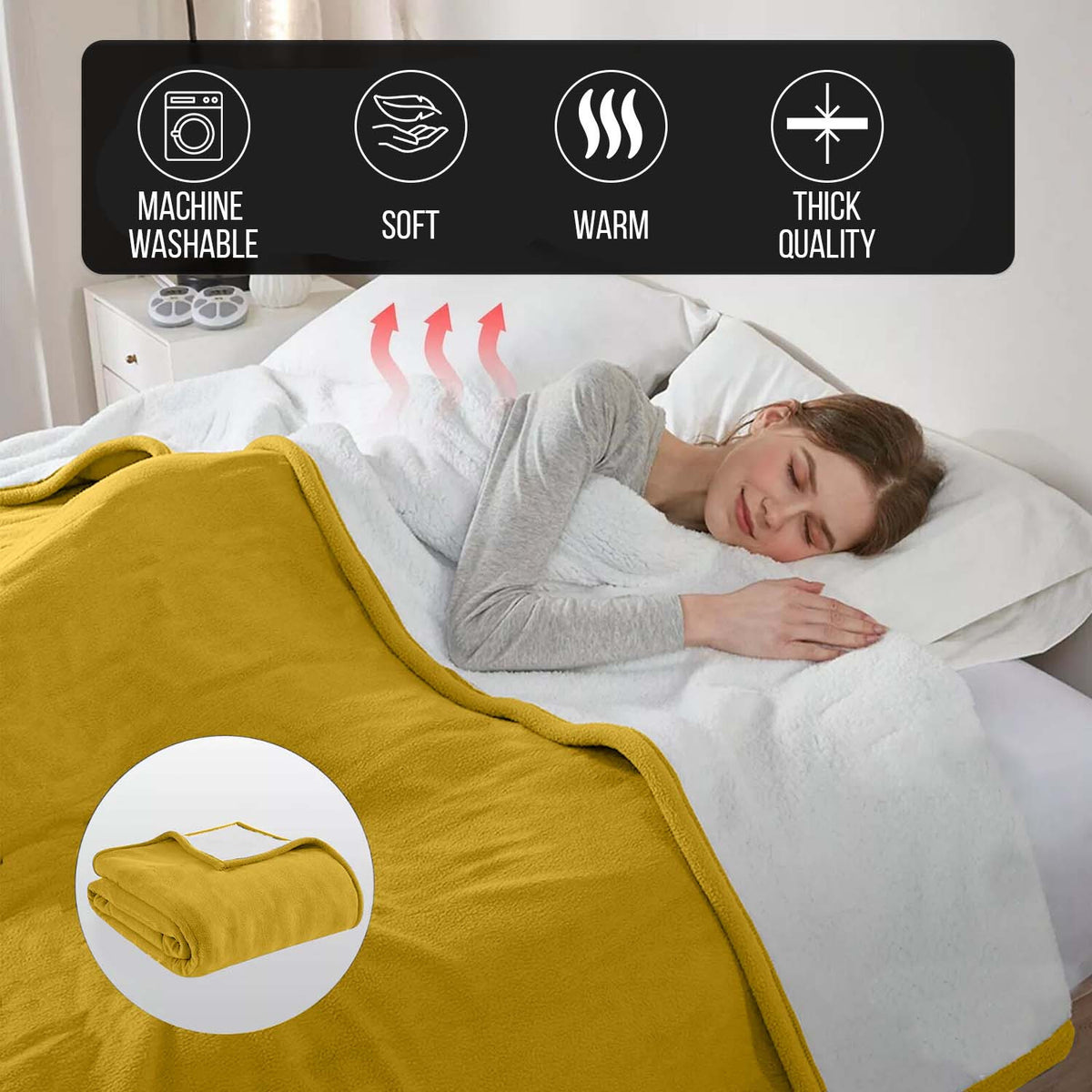 480GSM Heavy Sherpa Fleece Blanket – Double-Sided Warm Throw for Couch, Bed, Office and Travel, Reversible All Season Comfort, Room & Sofa Decoration, Holiday Gift, Sofa Blankets