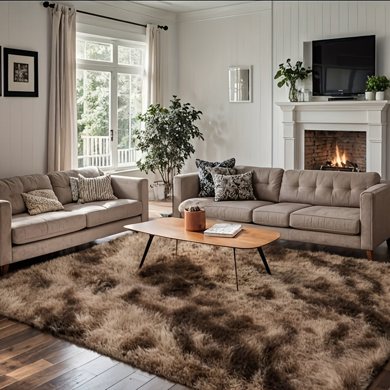 1 Luxury Rectangular Plush Rug Soft, Perfect for Living Room Sofas, Bedrooms, Home High-end Decor, Easy to Clean, Durable, Versatile, Fluffy, Tie-dye, Solid Color,, Slip-resistant, Machine Washable