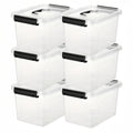 Clear Latching Storage Bins, 6-Pack 6-Quart Stackable Plastic Boxes with Lids for Organizing Living Room, Bedroom, Bathroom and Kitchen Essentials