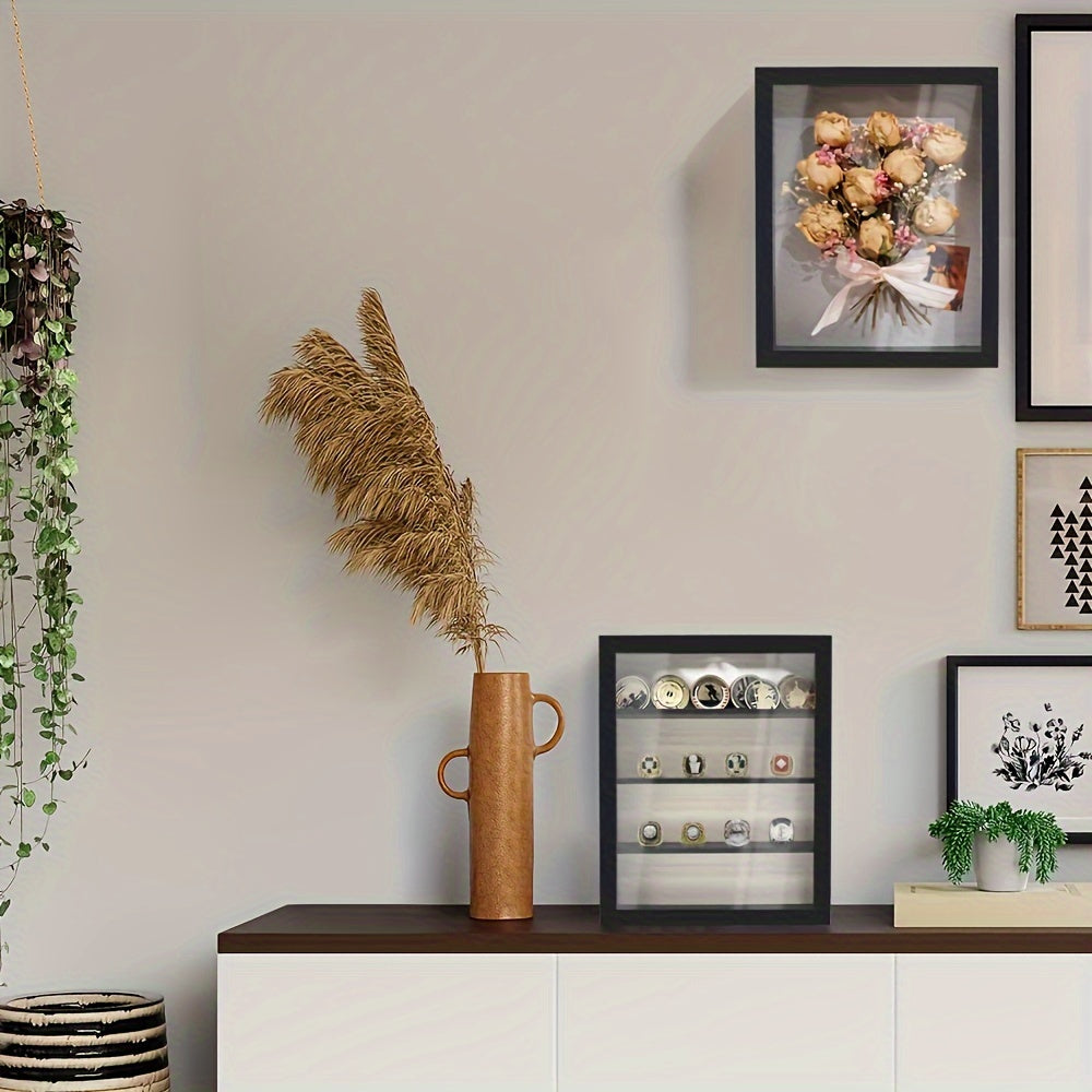11x14 Large Country Memory Display Box Flowers, Pictures, Championship Rings, MEDALS, Coins, Pin Collection And More, Including 4 Removable Shelving Shadow Box Frames
