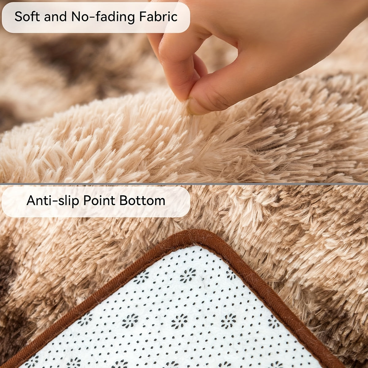 Shaggy Plush Area Rug, Soft Fluffy Rectangular Machine Washable Carpet with Non-Slip Design in Solid and Tie-Dye Colors for Living Room and Bedroom Decor