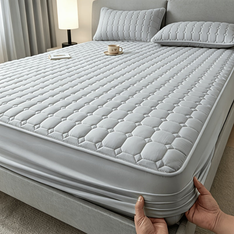 1pc High Quality Non-Slip All Season Mattress Protector, 15.75 Inches Deep Pocket, Solid Color Quilted Bed, Machine Washable, Suitable for Bedrooms, Guest Rooms, Family Essential Bedding.(No Pillowcases)