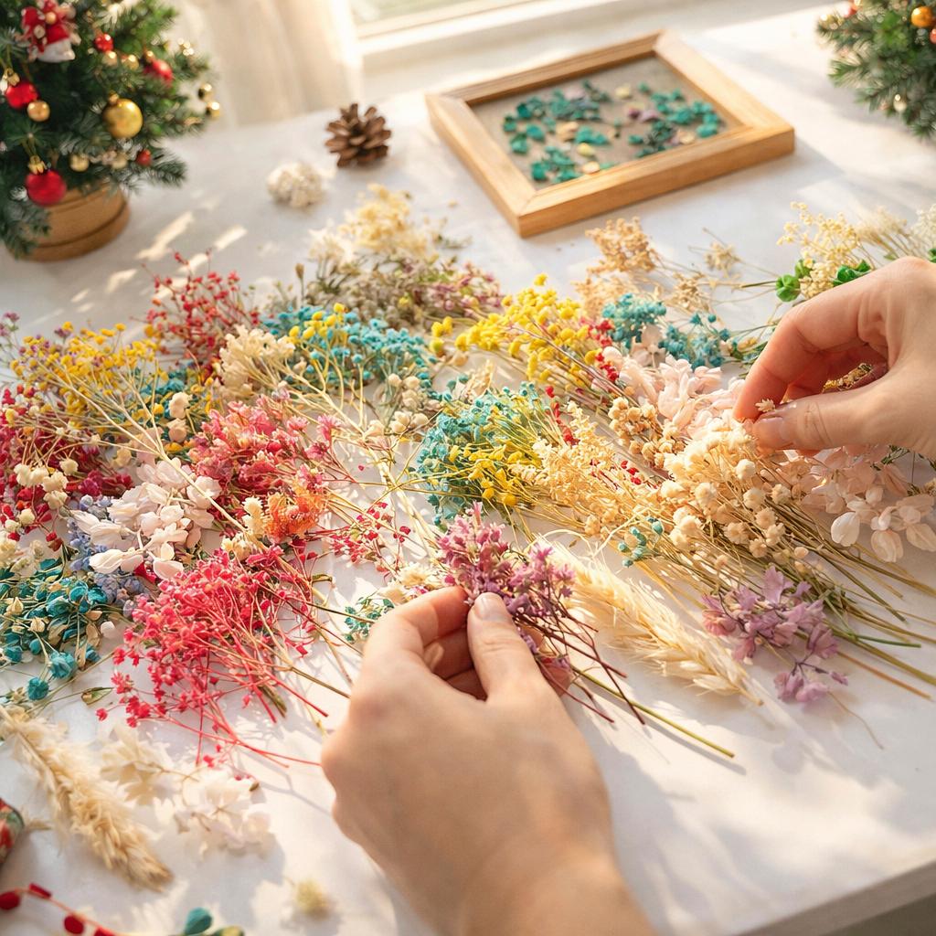 4 Boxes Dried Flower Set Assorted, Flower Set shipped randomly, Styles Decoration Wrapping Scrapbooking Home Decor Supplies