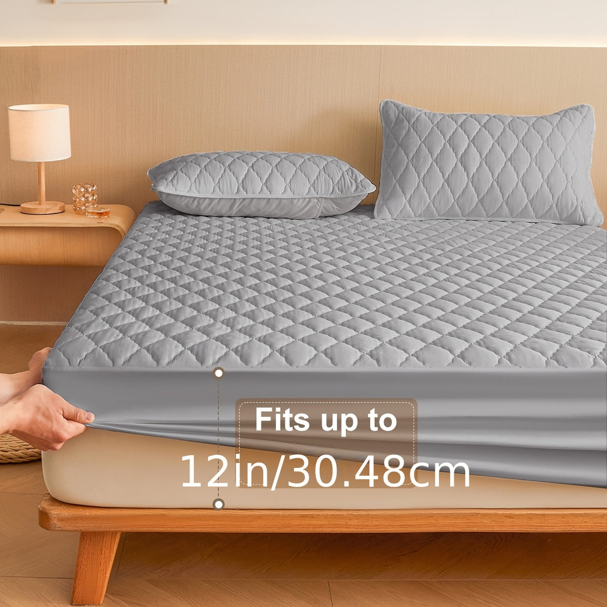1pc High Quality Mattress Protector with Embossed Design - 11.8-inch Thickened Fitted Cover for Twin/Full/XL/King Beds (Excludes Pillowcases), Bedding Essential In Solid Color, Minimalist Bedroom Must-have