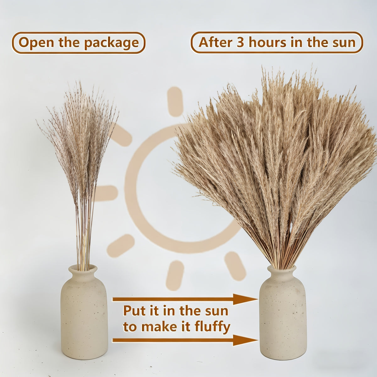 Dried Pampas Grass Decor, 110 or 300 Piece Dried Flower Bouquet Options for Boho Wedding Centerpieces, Modern Living Rooms, Home Tables and Office Styling