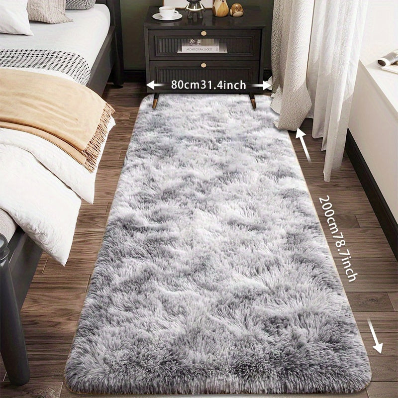 [Plush Fluffy Mat] 1pc Tie-Dye Plush Soft Interior Fluffy Mat, Modern Luxury Plush Mat, Absorbent, Non-Slip &, Suitable for Living Room and Bedroom Areas, Home Decor