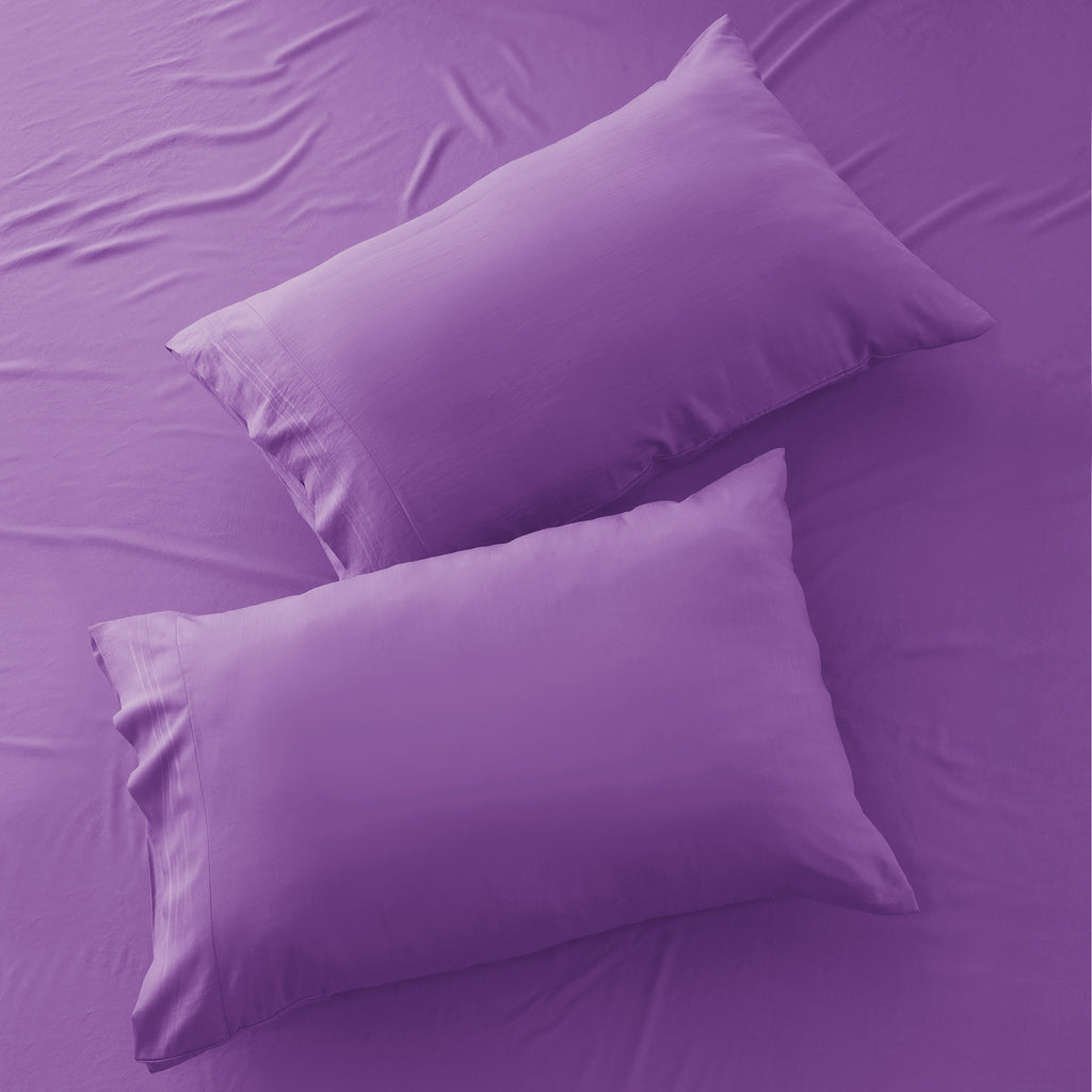 Lux Decor 6 Pieces Solid Bed Sheets Set - Modern Soft Comfortable Bedding Set, Hotel Luxury Skin Friendly Cooling Sheets & Embroidered Pillowcases Without Filler - All Seasons Bed Sheet with 16 Inches deep Pocket, Breathable Skin Friendly & Cooling Sheets