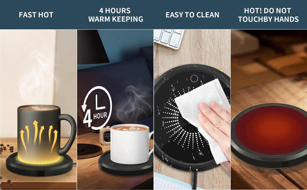 LALAYUAN Electric Mug Warmer, Fast Heating Coffee Cup Warmer with Temperature Control, 110V US Plug, Plug Powered Beverage Heater, with Desk, for Coffee Lovers, Coffee, Milk, Tea, Candle Wax Gift