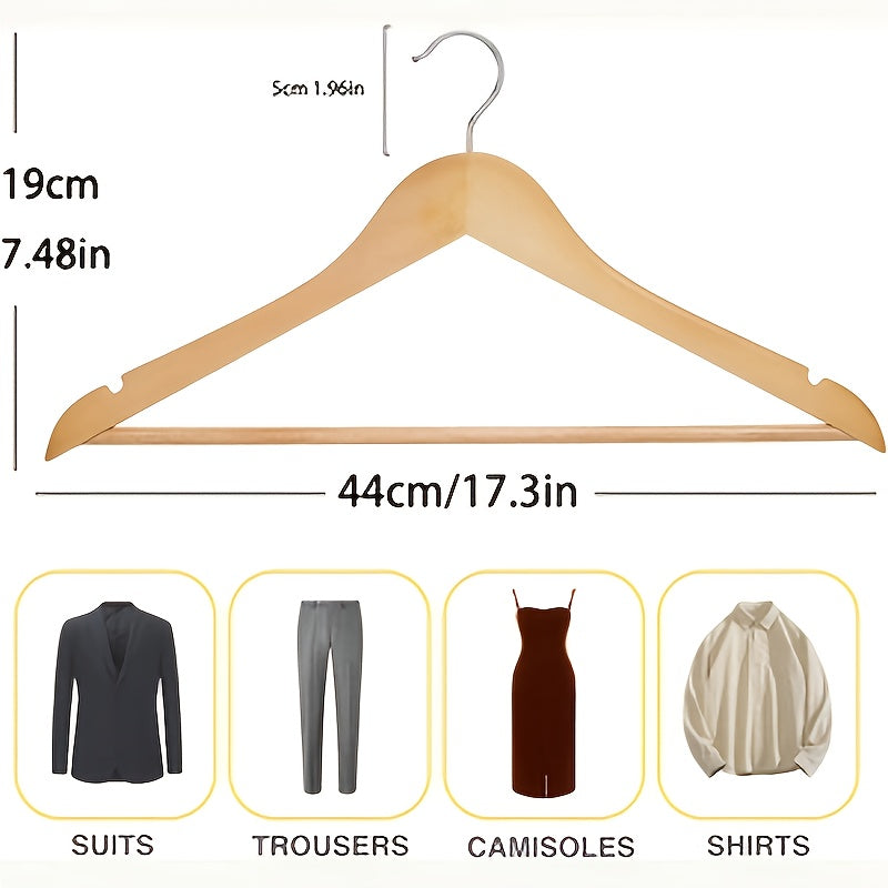 30/20/10pcs Heavy-Duty Solid Wood Clothes Hangers - Suitable for Heavy Coats, Jackets, Dresses - Space-Saving Sturdy Standalone Hangers Suitable for Home, Office, Hotel; Durable Wood Hangers for Wardrobe, Wood for Fashion Enthusiasts