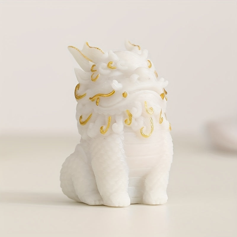 1pc of Pixiu Statue Symbolizing Wealth And Blessings - Designed As a Mythical Creature, Made from Stone with Detailed Golden Floral Designs, Perfect for Decorating Your for home Or Office, And an Excellent Gift for Living Room Or Cabinet Display