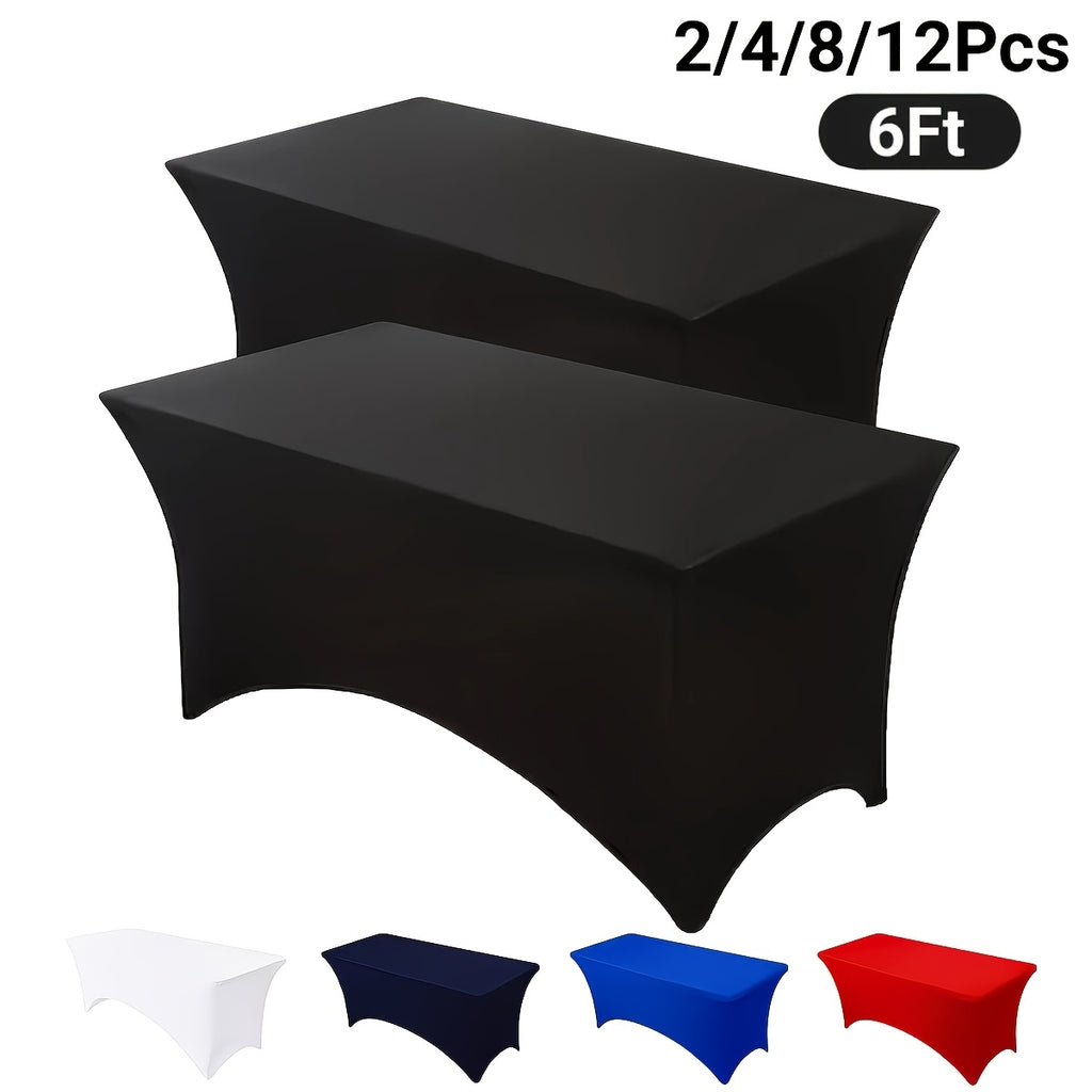 2/4/8/12 Pack Table Cloths 6FT Tablecloths Spandex Fitted Suitable For Rectangular Tables, Wrinkle Resistant Elastic Tablecloth, Ultimate Desktop Protective Cover, Suit For Parties, Trade Exhibitions, Mothers Day, Weddings Decor Kitchen