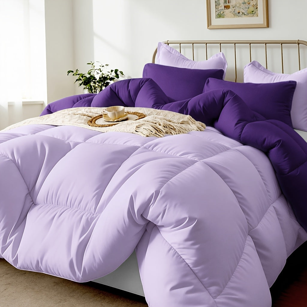 2/3pcs Solid-color Diamond-quilted Comforter Set. Easy Clean, Fabric Soft Breathable. Includes 1 Comforter, 1/2 Pillow Shams. Fits All Bed Sizes Matches Various Bedroom Decor. Suitable for All Seasons Ideal As A Gift, Include Random Color