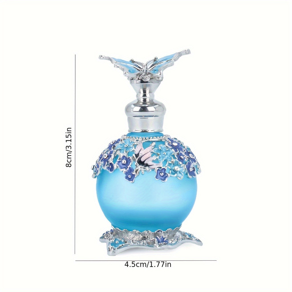 Vintage Butterfly Perfume Bottle, 0.85 oz Refillable Empty Fragrance Container for Essential Oil Storage, Vanity Styling and Thoughtful Gift Ideas