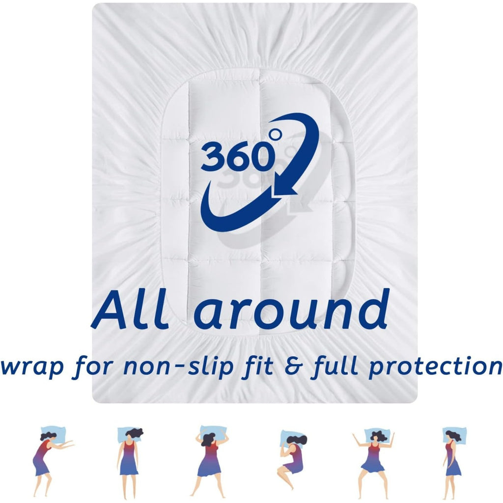 Cooling Mattress Topper, Mattress Pad Cover With 8-21 Inch Deep Pocket, Plush Pillow Top Mattress Topper Overfilled With Down Alternative