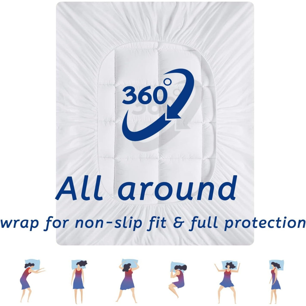 Cooling Mattress Topper, Mattress Pad Cover With 8-21 Inch Deep Pocket, Plush Pillow Top Mattress Topper Overfilled With Down Alternative
