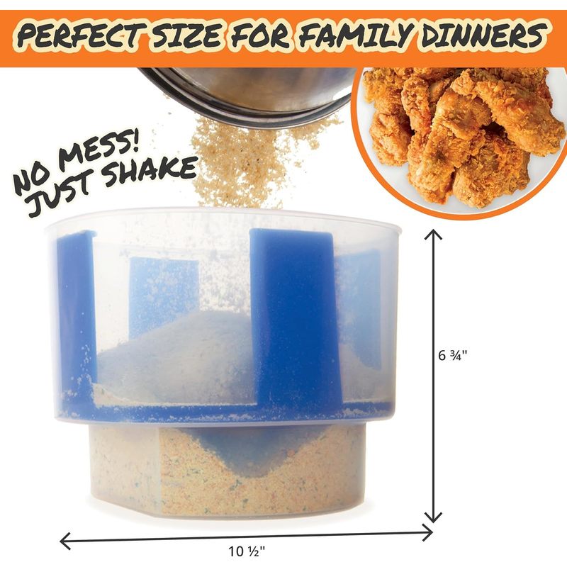 Better Breader Bowl All-in-One Mess-Free Batter Breading Station- Pour in Seasonings Add Meat Fish or Veggies & Shake - Great for Holiday Parties