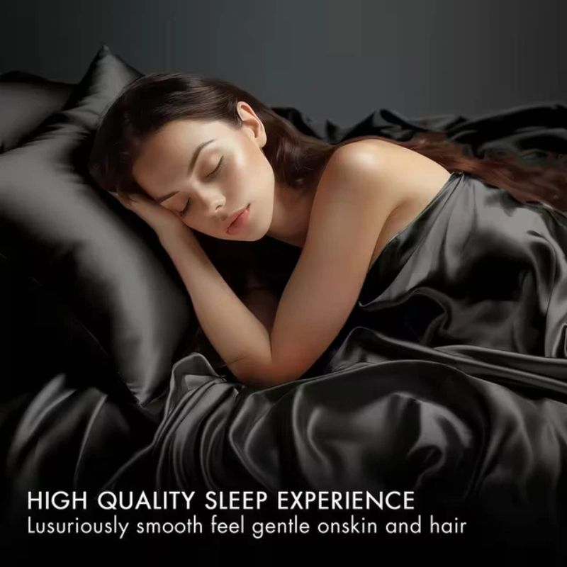 3/4pcs 2100TC Satin Sheets Queen Size Bed Set-Child Satin Bed Sheets Ultra Soft Satin Sheets Queen Set, Breathalbe Satin Bed Sheets Bed Sheets All Sizes Soft Satin Bedding for Bedroom 5 Star Luxury Hotel Experience W/ The Premium Satin Sheets