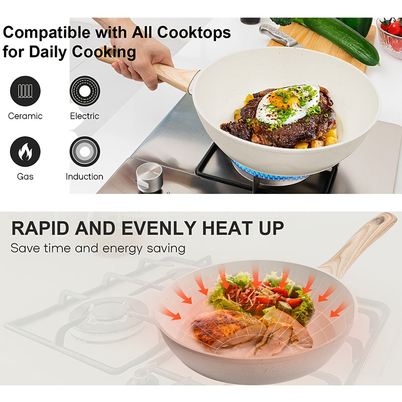12pcs  pots and pans set, pots and pans cookware sets,Non-Stick Granite Cookware Set Complete Kit with Frying Pans, Casserole, Saucepan, Lids Compatible, Pan Protector - Heavy-Duty Durable Cookware for All Stovetops (Hindu/Induction)