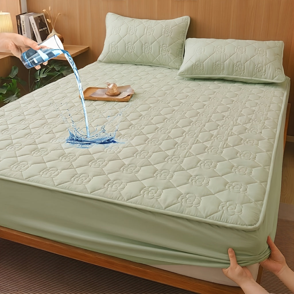 1pc Modern Soft Breathable Waterproof Bed Fitted Sheet - Lightweight, Fitted Mattress Protector For All Beds, Bedding Essentials, Minimalist Design (Excluding Pillowcases)