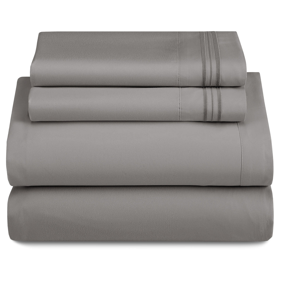 Lux Decor 4 Pieces Solid Bedsheets - 1800 Series Stylish Comfy Bedding Sheet Set - Hotel Luxury Skin Friendly Cooling Sheets & Embroidered Pillowcases Without Filler - Classic Collection With 16 Inches Deep Pocket Room decor - Shrinkage & Fade Resistant