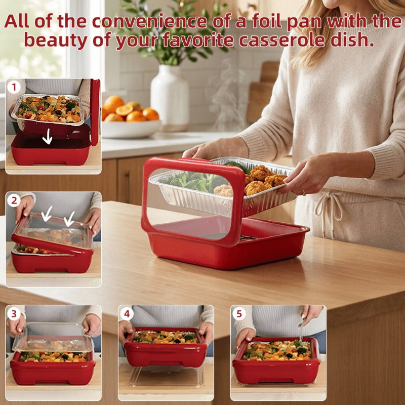 Set of 3 Elegant Pans 2 IN 1 Reusable Plastic Food Storage Boxes with 2 Complimentary Foil Trays for Outdoor Gatherings, Celebrations, Christmas, And Thanksgiving Presents