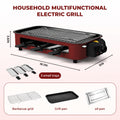 Tabletop Electric Raclette Grill, 1500W Indoor BBQ with Removable Nonstick Plate and 3 Mini Cheese Pans for Couples, Small Kitchens and Everyday Meals