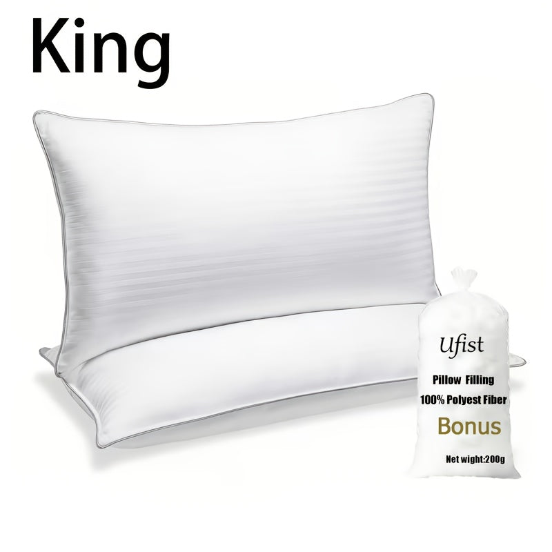 Bed Pillows for Sleeping, Soft Down Alternative White Pillow Sets in Queen and Upgraded King Options for Home Bedding and Guest Bedroom Comfort