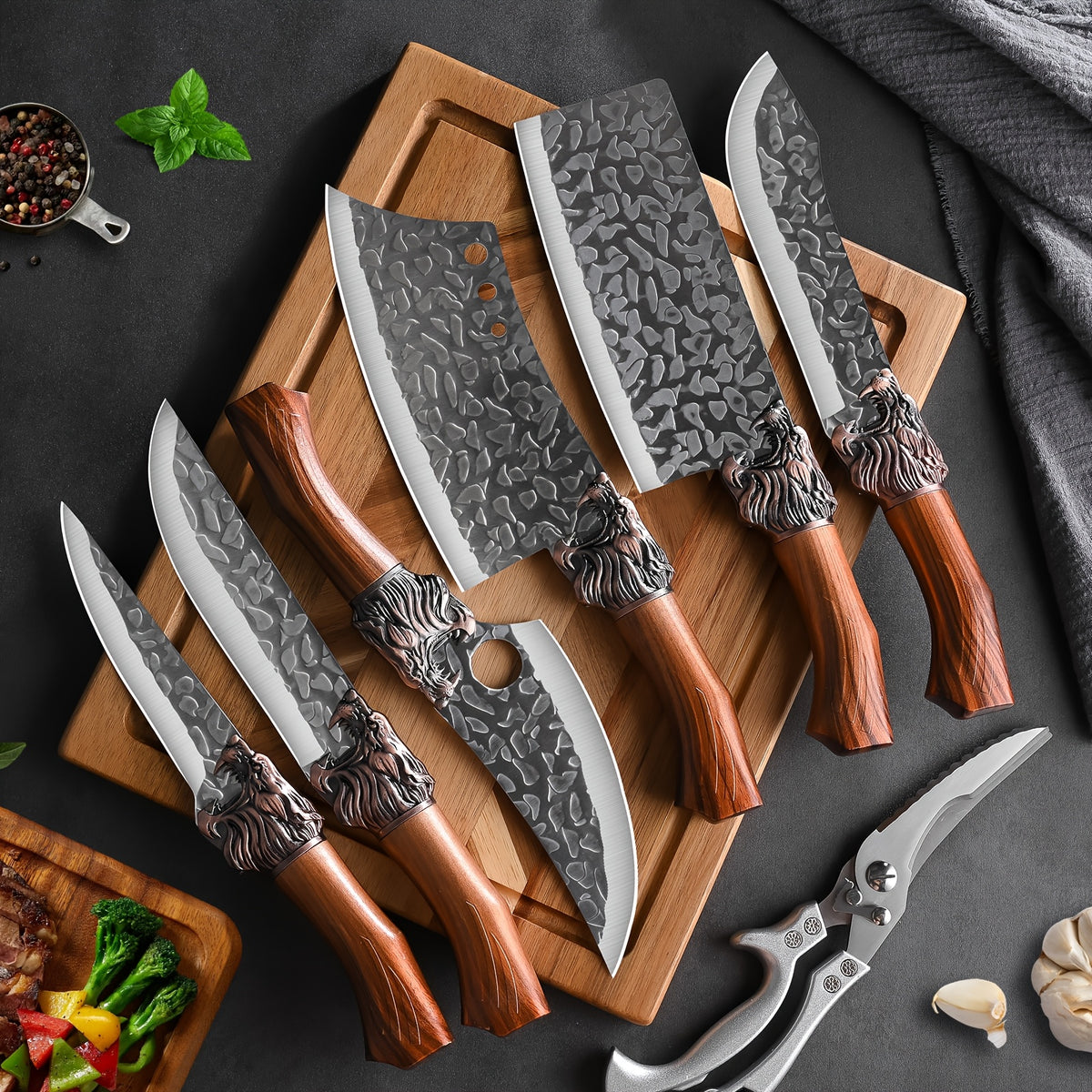 3/6/7pcs Professional Kitchen Chef Knife Set, Knife, Hotel Gift Visit, Outdoor Camping Car Knife Set, Chef Knife Utility Knifeing Knife Slicing Knife Fish Knife Butcher Knife Kitchen Scissors Boning Duck Fish Scissors