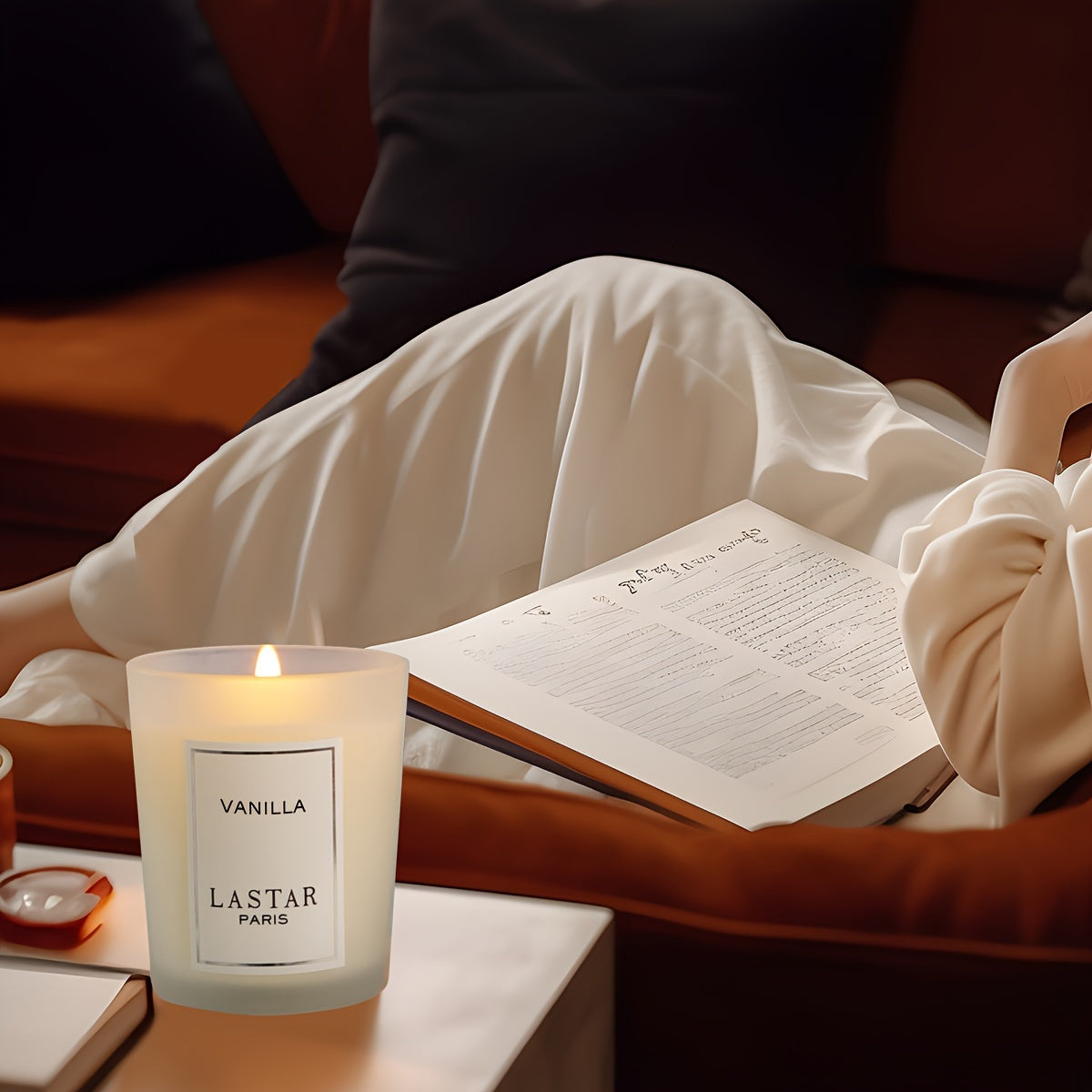 LASTAR Paris Vanilla Scented Candle - Elegant Round Soy Wax Jar with Glitter Accents, Perfect for Home, Hotel, Wedding Decor | Ideal Gift for Christmas, Halloween, Valentine's Day, Mother's Day, Net Content 70g