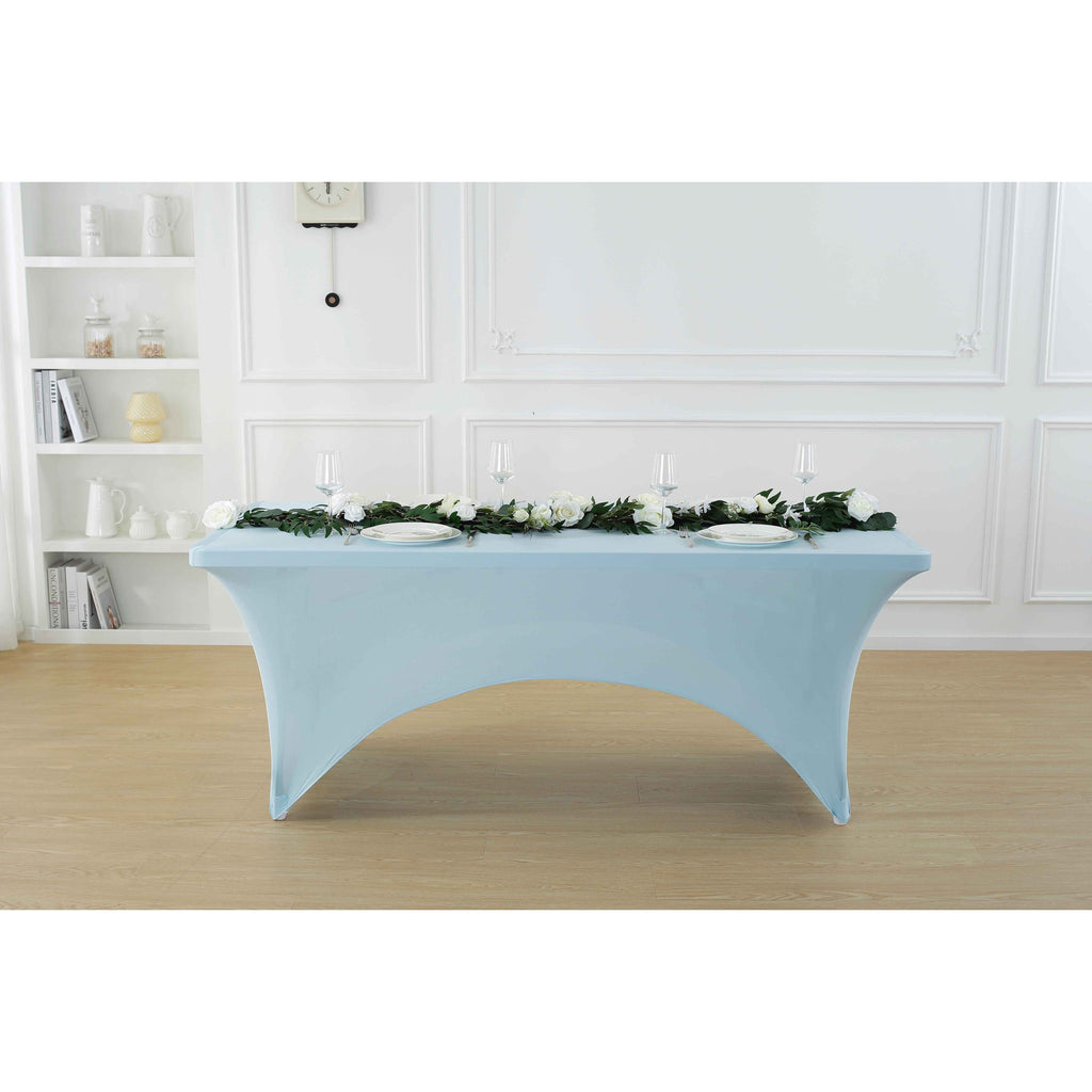 1pcs 4ft/6ft/8ft Spandex Tablecloth, Fitted tablecloth, Wrinkle Resistant Stretchable Rectangle Table Cover For Event, Wedding & Parties