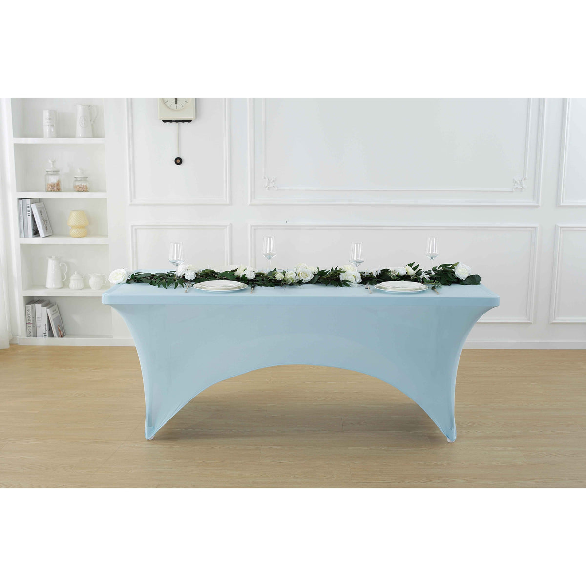 1pcs 4ft/6ft/8ft Spandex Tablecloth, Fitted tablecloth, Wrinkle Resistant Stretchable Rectangle Table Cover For Event, Wedding & Parties