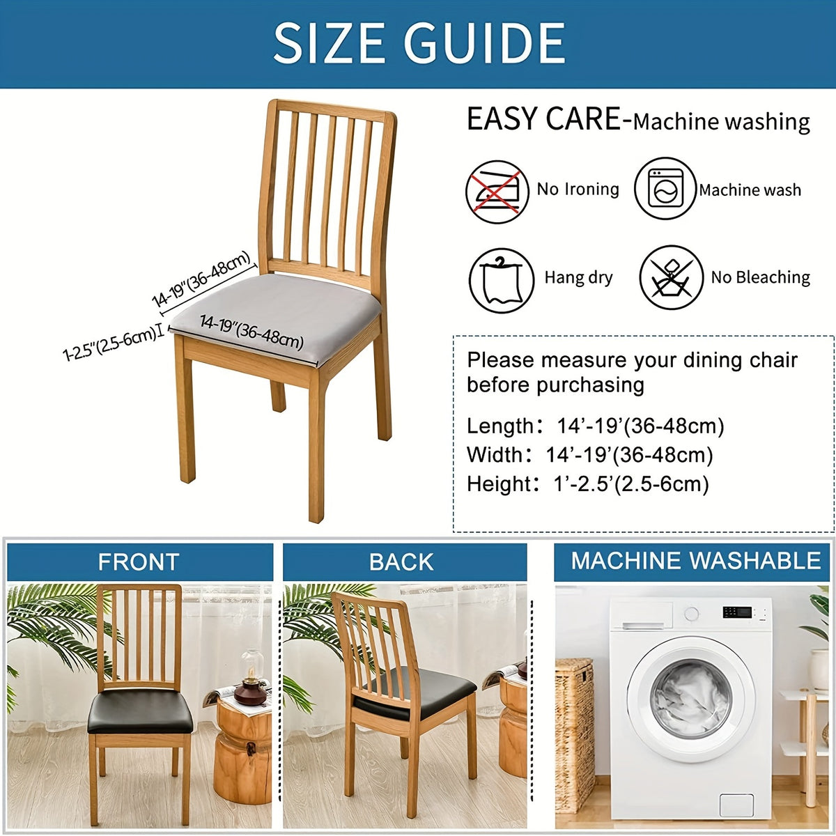 4/6pcs 100% Waterproof PU Dining Chair Slipcovers - Removable Upholstered Chair Cushion Cover For Dining Room, Kitchen, Hotel, And Home Decor