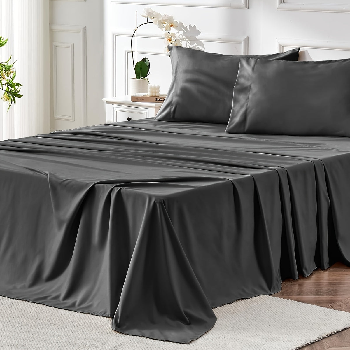 4pcs Queen Size Luxury Hotel-Grade Bed Sheet Set - 2000TC Ultra Soft & Breathable Microfiber with 14" Deep Pocket, Shrinkage & Fade Resistant, Lavender Elegant Deep Pocket Fitted Sheet, Flat Sheet & 2 Pillowcases for Mattresses, All-Season Easy Care Beddi