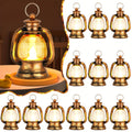Mini LED Candle Lanterns, 12-Pack Vintage Golden Decorative Lantern Set for Table Centerpieces, Rustic Parties and Christmas Home Decor