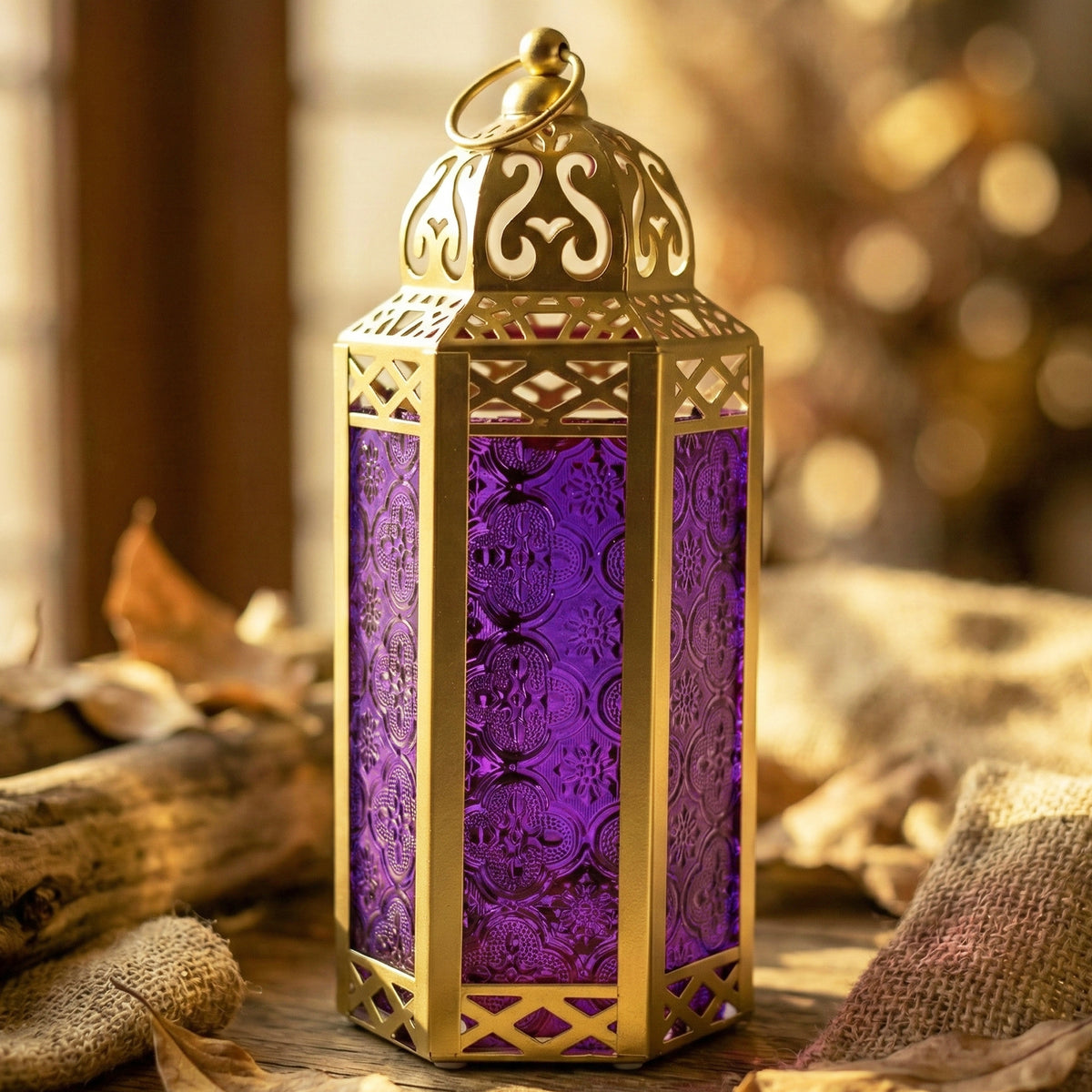 Decorative Moroccan Candle Lantern Holder, Medium, 10.5" Tall