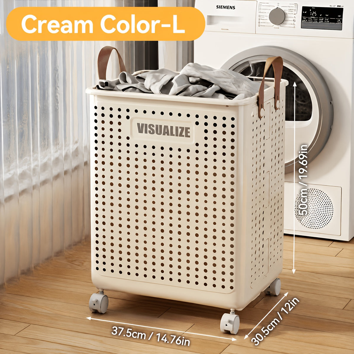One Large Foldable Laundry Basket Without Cover - Imitation Leather, Hand Wash, Solid Color, Versatile Portable Laundry Basket with Wheel for Bathroom And Balcony Storage, Laundry Baskets
