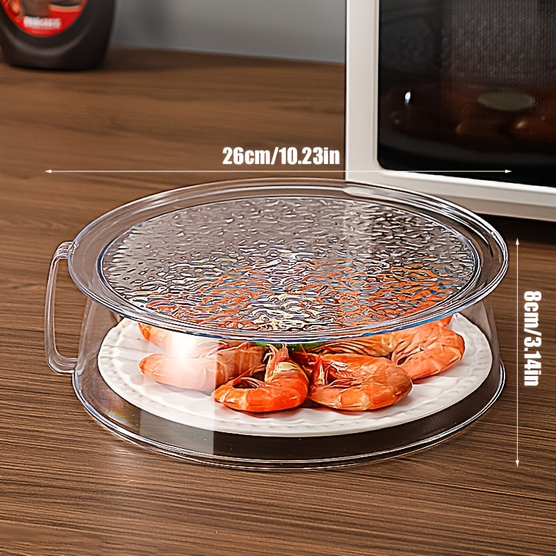 Transparent Multifunctional Microwave Splash Guard with Handle | Heat Resistant 200°C, 360° Splash-Proof, Insulated Cover for Vegetables, Fruits, And Food, Durable Plastic, Stackable for Easy Cleaning, Suitable for Most Microwave Ovens, Freezers