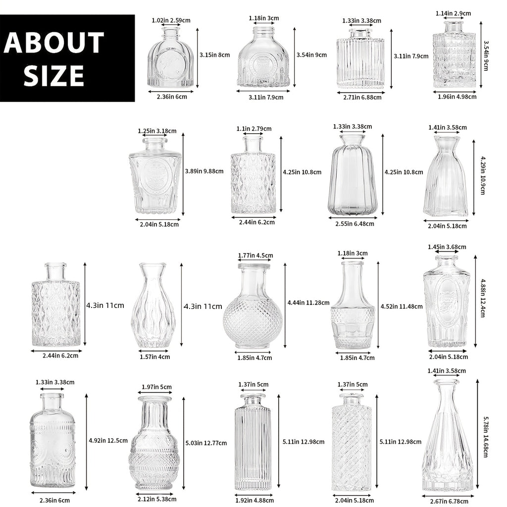 TOMNK Glass Bud Vases In Bulk, Flower Vases For Flowers In Bulk For Rustic Wedding Home Table Decorations, Can Be Used As A Gift For Weddings, Anniversaries, Birthdays, Weddings, Or Housewarming Banquets, For Halloween And Christmas