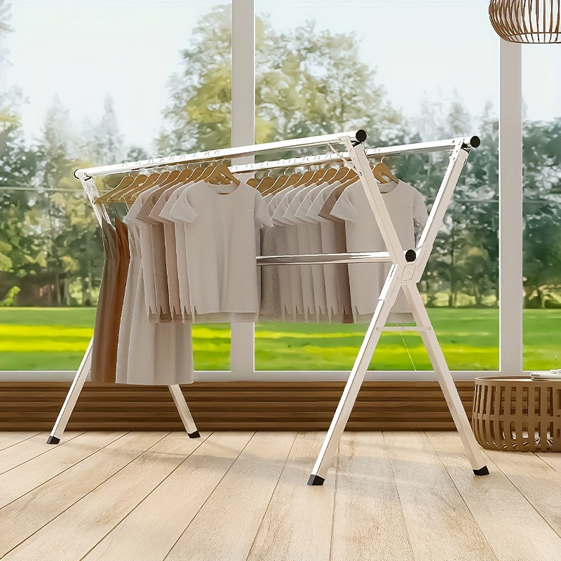 Clothes Drying Rack 63" And 78.7" Two Types, Retractable Length And Folding Outdoor Indoor Use Durable Metal Drying Rack, Drying Rack Clothing Collapsible, Foldable Laundry Drying Rack, Heavy Duty Stainless Steel Clothesline, Drying Racks
