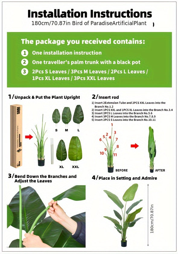 Artificial Bird of Paradise Plant with Pot, Tall Faux Tropical Greenery for Living Room Corners, Home Office Decor and Housewarming Gifts